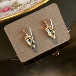 Peace Sign Hand Signal Stud Earrings